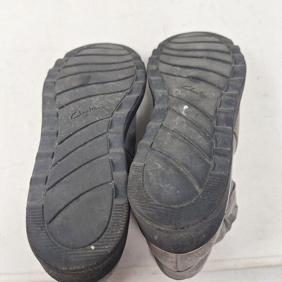 Clarks Sharon Salon Grey Suede Side Knot Ankle Booties Wedge Heel Indie Size 9 - Picture 5 of 8